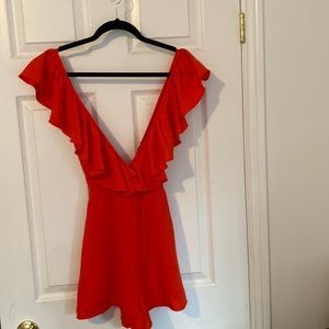 Red frill romper